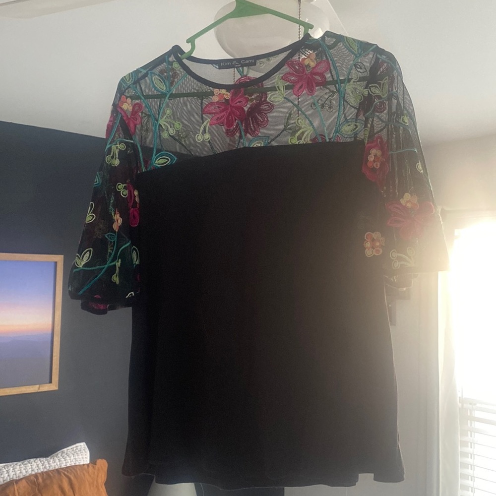 Small black short sleeve blouse